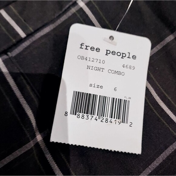 NWT Free People Charcoal Checkered Cropped Pants size 6 - Picture 6 of 12